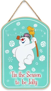 Frosty the Snowman 'Tis the Season to Be Jolly Hanging Wood Wall Decor - Fun Fro - Picture 1 of 6
