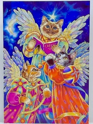 5 "Hark the herald angels mew, Merry Christmas to all of you" SINGING CATS CARDS - Image 1 of 2