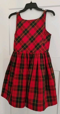 Ralph Lauren Polo Girls Sleeveless Taffeta Dress 16 Black Red Plaid Holiday EUC - Image 1 of 4