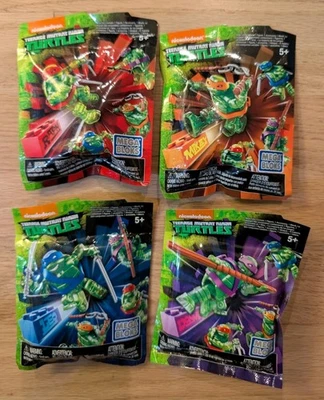 Set of ALL 4 Mega Bloks TMNT Translucent Green Minifigure Ninja Turtles-2016 NEW - Image 1 of 2
