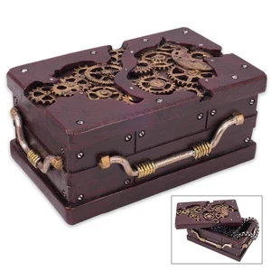 K Exclusive Rectangle Steampunk Trinket Box | Great for Home Decor and Display - Picture 1 of 5