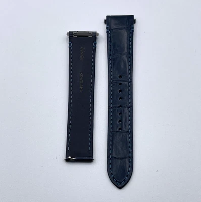 Cartier Santos cinturino orologio pelle alligatore blu ref KDATLAHA 19/16mm - Image 1 of 4