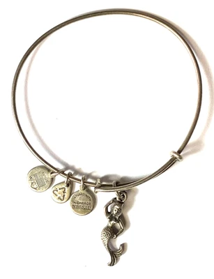 Pulseira de arame de prata esterlina com berloque ajustável Alex and Ani sereia - Imagem 1 de 4