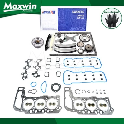 Head Gasket Timing Chain Kit Oil Water Pump Fit Dodge Dakota Nitro Jeep Liberty - Изображение 1 из 4