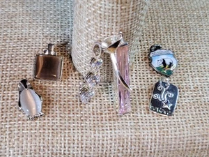 Set of 6 Sterling Silver Pendants 925 Charms Retro Costume Jewelry - Picture 1 of 18