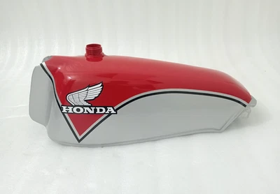 Honda TL250 TL 250 Trials 1975-76 Red & Silver Steel Fuel Petrol Gas Tank - Image 1 of 4