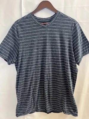 Camiseta de manga corta Good Man Brand gris marino a rayas con cuello en V, talla XXL para hombre Foto 1 de 4