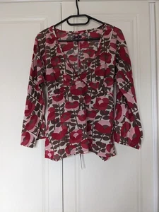 Roxy Womens XL Red Floral Popy Print Blouse Top Cut Away Back V Neck Retro - Picture 1 of 8