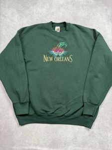 Vintage New Orleans Sweatshirt Mens XL Crewneck Embroidered Mask Graphic 90s - Picture 1 of 14