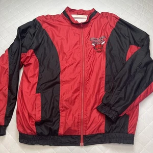 Vintage Chicago Bulls Jacket Mens 3XLT Red Black NBA Basketball Windbreaker Zip - Picture 1 of 11
