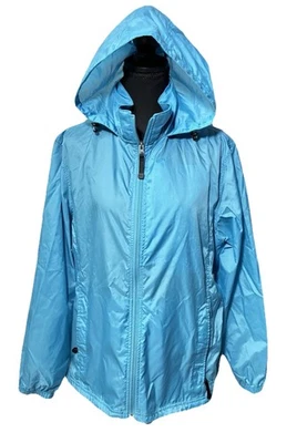 L.L.Bean Stowaway Jacket Women’s 1X Light Blue Hooded Windbreaker Ripstop Rain - Image 1 of 4