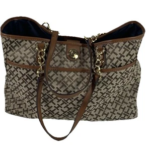 Tommy Hilfiger Bolso Cartera Bolso Marrón Dorado Cadena Cartera Bolso Nuevo Sin Etiquetas - Imagen 1 de 19