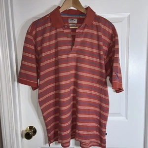Callaway Collection Men's Cotton Golf Polo Shirt Orange Striped LARGE - Picture 1 of 4