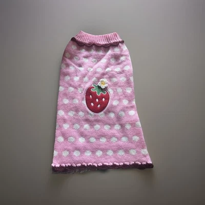 Dog Sweater Dallas Dogs Top 14 Pink Strawberry Spotted - Image 1 of 3