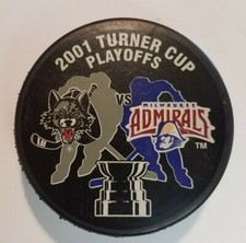 MILWAUKEE ADMIRALS vs CHICAGO WOLVES puck 2001 Turner Cup Playoffs IHL ahl uh