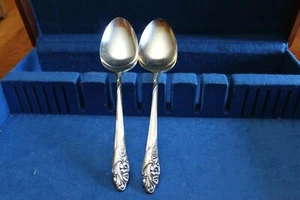 Oneida Community Silverplate Evening Star 8-3/8" Table Serving Spoon (x2) GUC - Picture 1 of 5