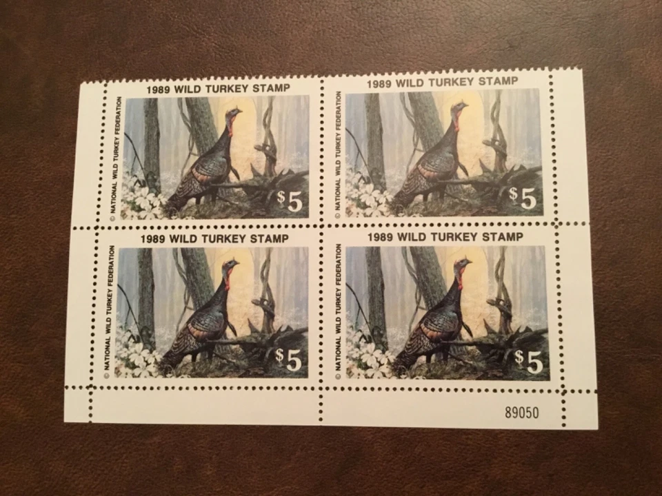 ICOLLECTZONE  Wild Turkey Federation 1989 Stamp Plate Block VF NH - Image 1 of 1