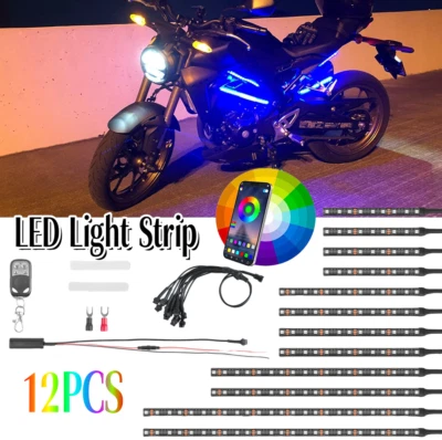 For Honda CBR 1000RR 600RR 250RR 12x Motorcycle RGB LED Underglow Strip Lights  - Image 1 of 4