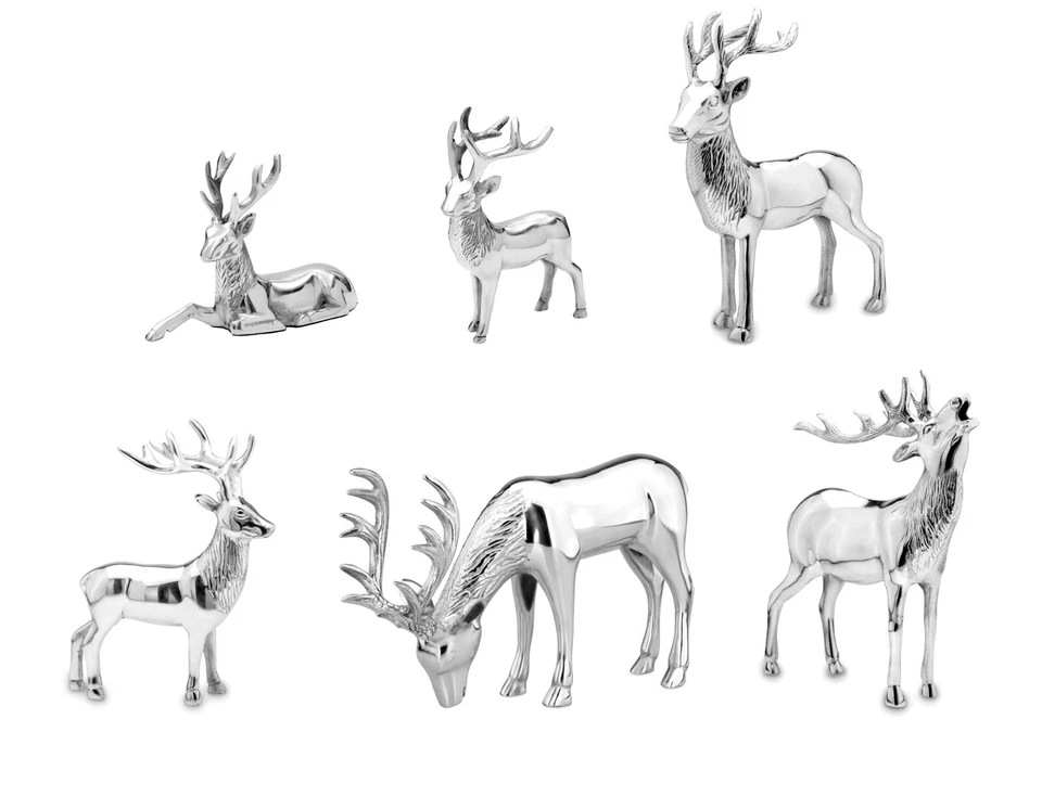 Figura Decorativa Cervo Decorativo Renna Argento Decorazione Natalizia - Immagine 1 di 4