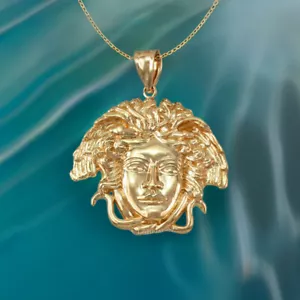 Yellow Gold Medusa Pendant Necklace (10k/14k) - Picture 1 of 16