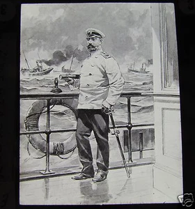 Glass Magic lantern slide ADMIRAL ROZHDESTVENSKY C1900 RUSSIA RUSSIAN - Picture 1 of 2