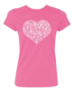 White Heart Breast Cancer Awareness Women's T-Shirt - Picture 1 of 27