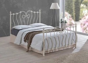 Inova Metal Bed Frame - Ivory Victorian Gothic Design - Single Double King Size - Picture 1 of 4