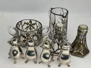 Milchkännchen Zuckerdose 925 Sterling Silber schwerer Überfang Salz Pfefferstreuer - Bild 1 von 16