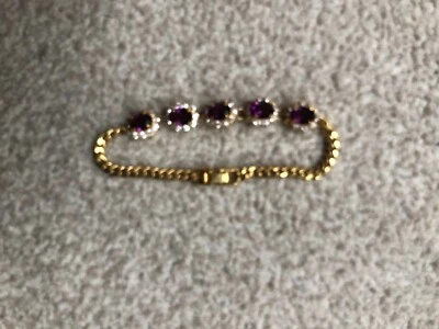 Женщин девочек фиолетовый кристалл золотой браслет - Изображение 1 из 4