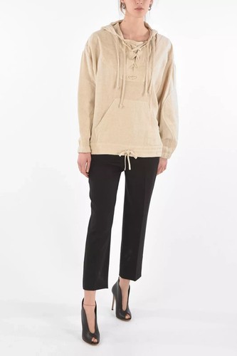 Isabel Marant Women's Ruffle Laced up Silk Flannel Paselo Hoodie Sweater M 40