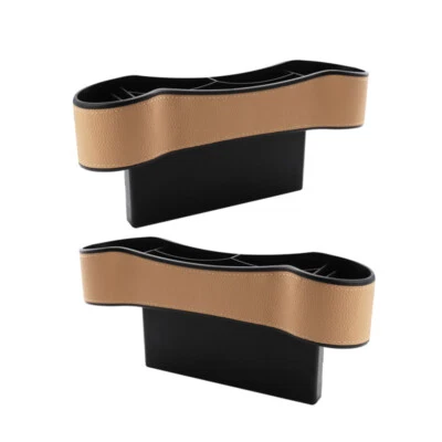 2 peças caixa de armazenamento lacuna de assento de carro modificada acabamento porta-copo organizador kit de couro ecológico - Imagem 1 de 4