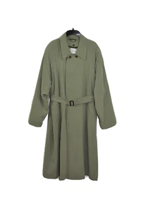 Kenneth Barnard Green Faux Suede wool blend Lined Trench Coat Jacket 38 short - Picture 1 of 12