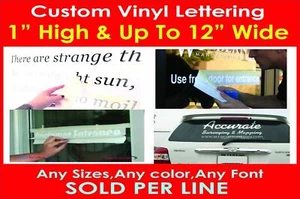 1 inch Height Custom Vinyl Lettering Decal Business Sign Vehicle Car Window  - Picture 1 of 3