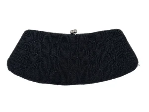 Vtg Evening Purse Seed Beaded Bag Clutch Kiss Lock Wristlet Silver Tone Chain - Picture 1 of 10