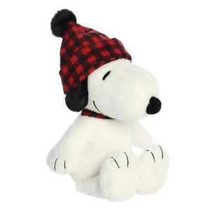 Aurora - Peanuts - 11" Winter Plaid Snoopy Festive Stuffed Animal - Picture 1 of 5