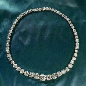 Cadena collar tenis moissanita VVS1 corte redondo de 4 mm 16" enchapado en oro blanco de 14 K - Imagen 1 de 10