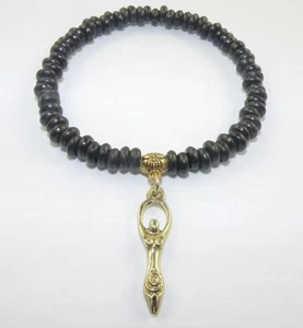 Boho Naked Beautiful Woman Pendant on Beaded Bracelet 6.50 Inches Unisex - Picture 1 of 5