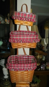 LONGABERGER 94 TALL KEY 93 MEDIUM KEY 94 SMALL KEY W/LINERS PLASTIC & CLOTH - Picture 1 of 1