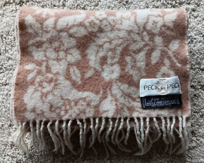 Bufanda italiana 100 % lana de cordero Peck And Peck floral crema topo borla Foto 1 de 4