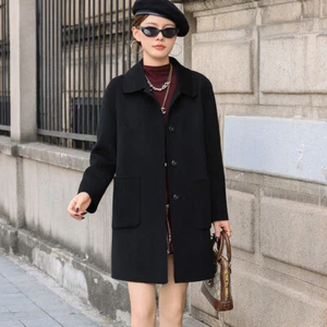 2025 Spring New Lady Jackets Mom's Mid Long Double Sided Wool Coat Woolen Jacket - Picture 1 of 42