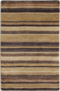STRIPED REGATTA REG04 Brown Beige HIGH QUALITY Modern Handmade Wool Rugs Runner - Picture 1 of 11