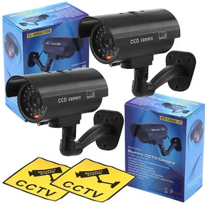 2x Profi Dummy Kamera schwarz Attrappe Außenbereich Kameraattrappe CCTV Cam CCD - Bild 1 von 9
