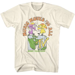 MTV Music Television Dancing Mushrooms Music Moves Us All Men's T Shirt - Picture 1 of 5