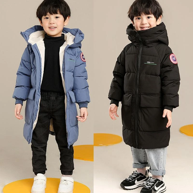 warme Winterjacke für Jungen langer Mantel mit Kapuze 3-13 Jahre - Bild 1 von 4