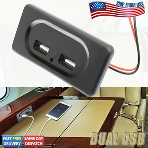 3.1A 12V Dual USB Port Fast Charger Socket Power Outlet Panel Motorcycle Car RV. - Picture 1 of 8