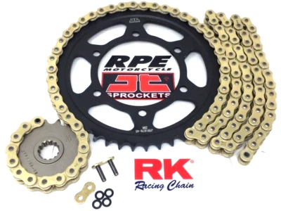 Kit de cadena extendida y piñones Suzuki GSXR600 RK XRE 2006-10 Gold 520 QA Foto 1 de 4