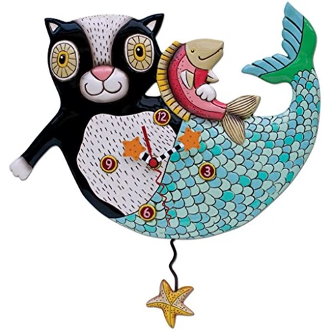 Allen Designs Mermaid Cat Mermaid Mercat Pendulum Clock P1552 Cover