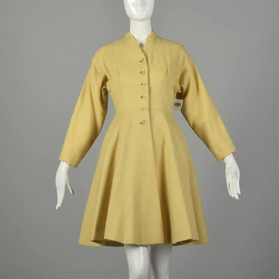 Маленький 1950-х принцесса пальто желтый шерсти весна рокабилли Pin вверх верхняя одежда винтажный - Изображение 1 из 4