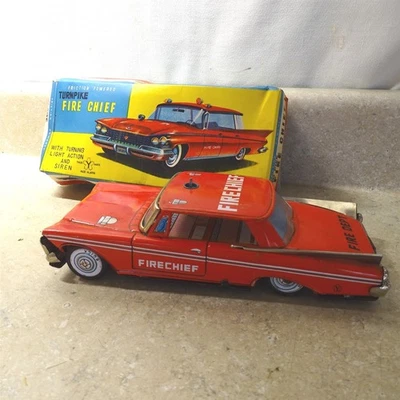 De colección Yonezawa Tin Turnpike Jefe de Bomberos Departamento Coche + Caja, Juguete, Buick 8.5" Foto 1 de 4