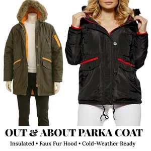 🔥 Out & About schwerer Parka Mantel - isoliert • Kunstfellkapuze • 2 Farben - Bild 1 von 12